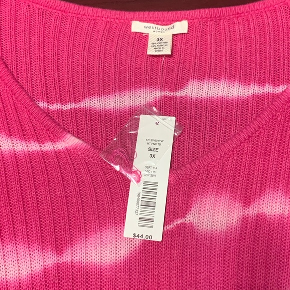 Westbound Hot Pink Plus Size 3/4 Sleeve Sweater - Picture 5 of 8